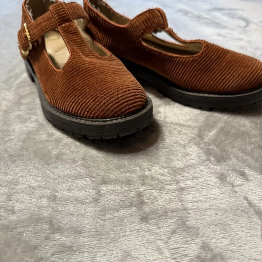 Sam Edelman Taelor Girls Youth Size 1 Kids Corduroy Loafer Brown Mary Jane